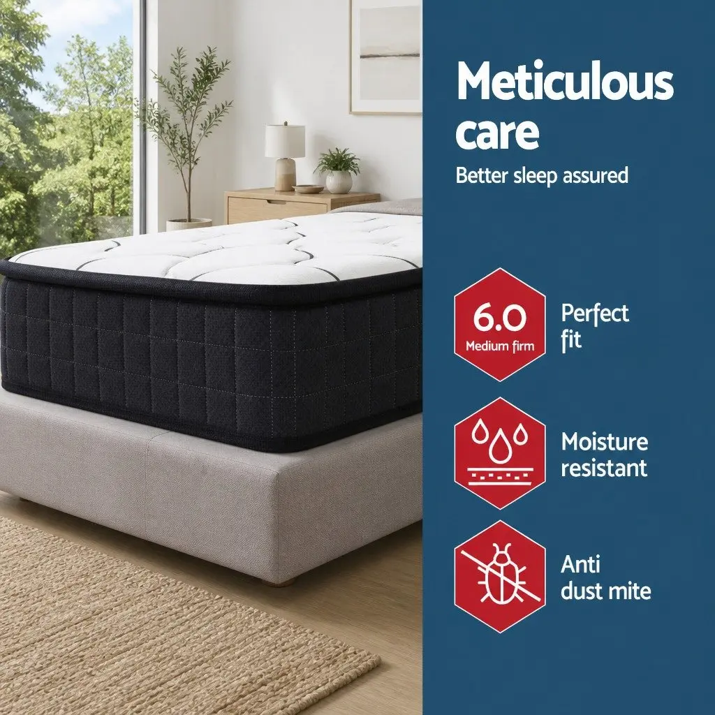 Queen Mattress Bonnell Spring Medium Firm 16cm White Soft Quilting Layer Support