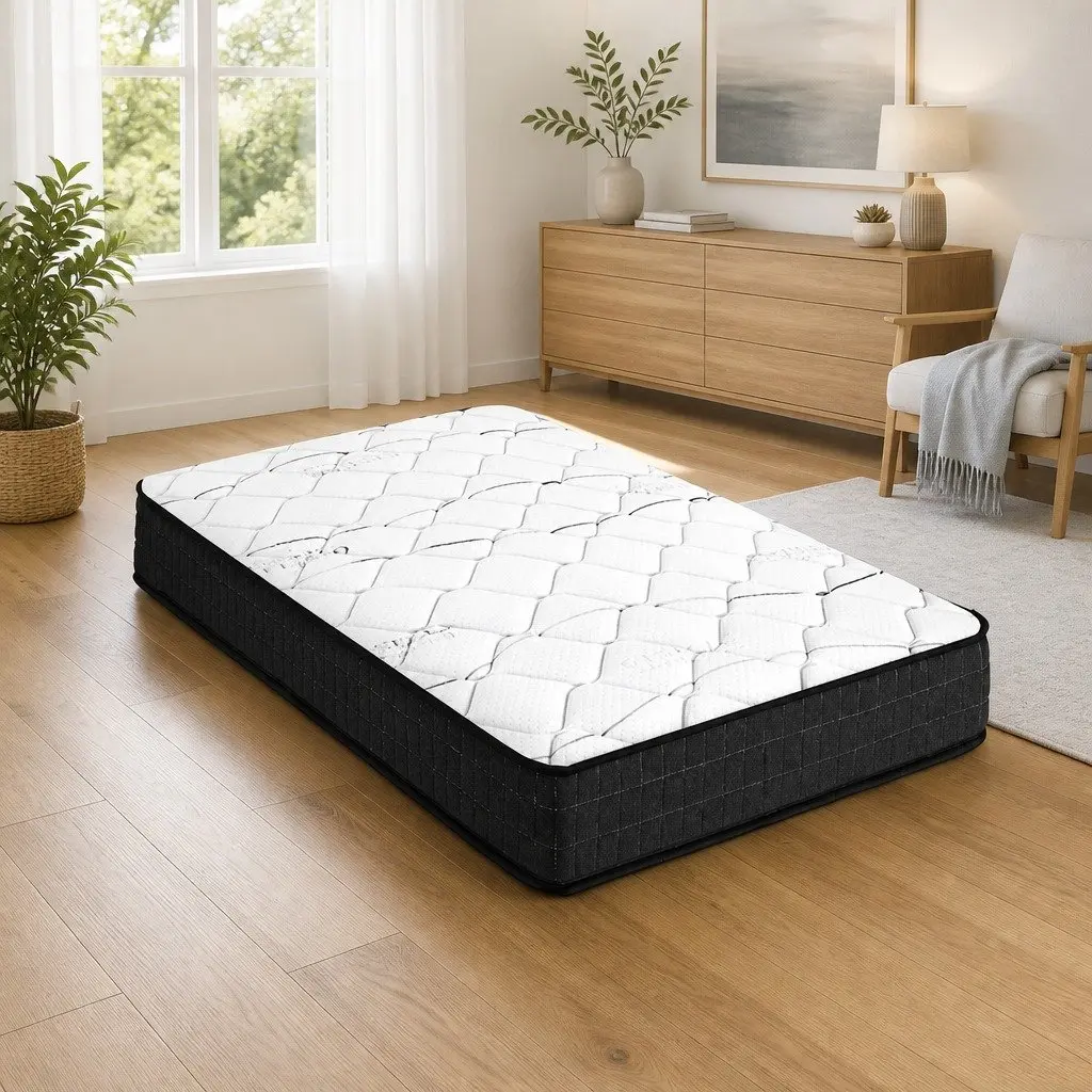 Single Bonnell Spring Mattress Medium Firm 16cm White Support Comfort Sleep