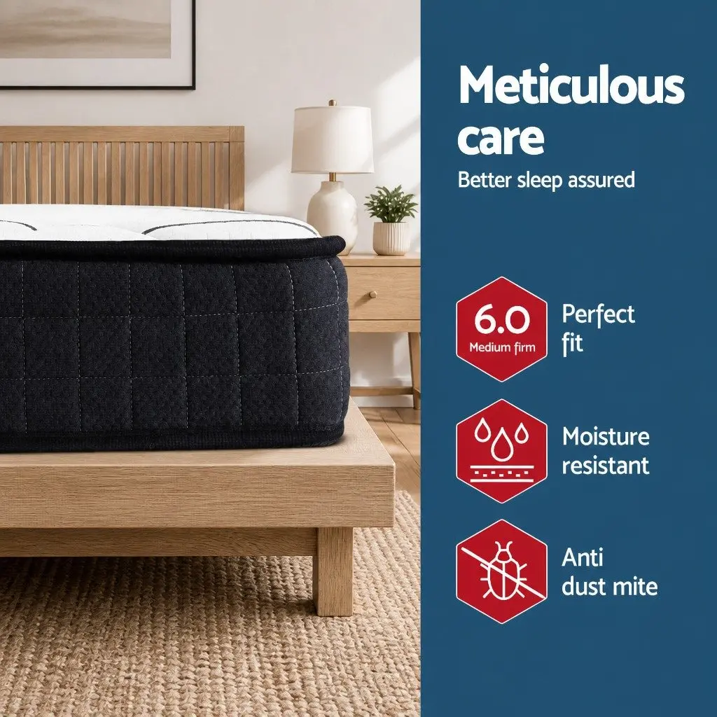Single Bonnell Spring Mattress Medium Firm 16cm White Support Comfort Sleep