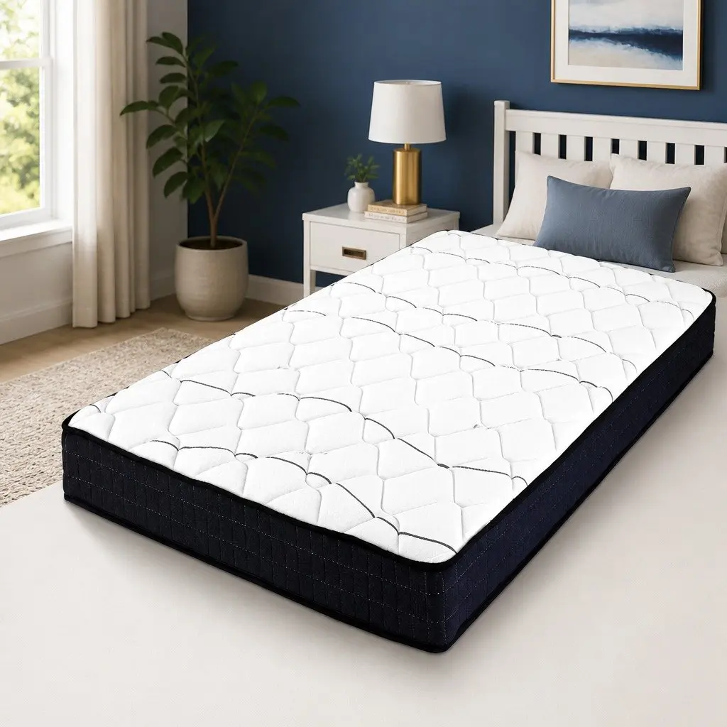 Single Bonnell Spring Mattress Medium Firm 16cm White Support Comfort Sleep