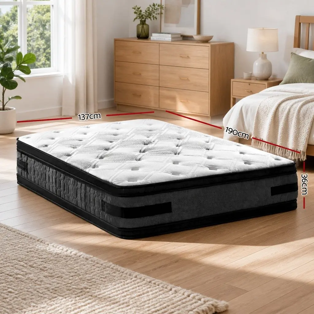 Double Mattress 36cm Flippable Cool Gel Memory Foam Pocket Spring Bed White