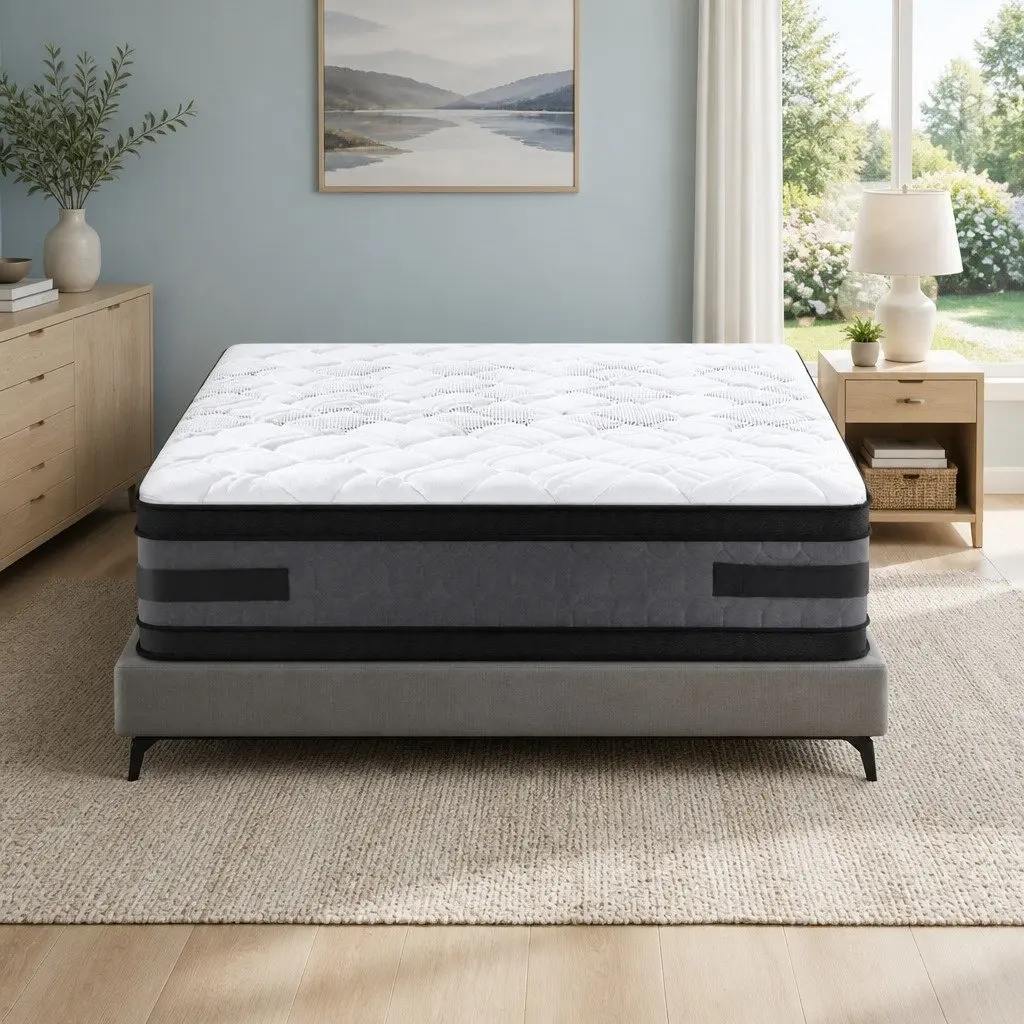 King Size Mattress Cool Gel Memory Foam 36cm Thick Double-Sided Flippable Sleep White Black Dark Grey