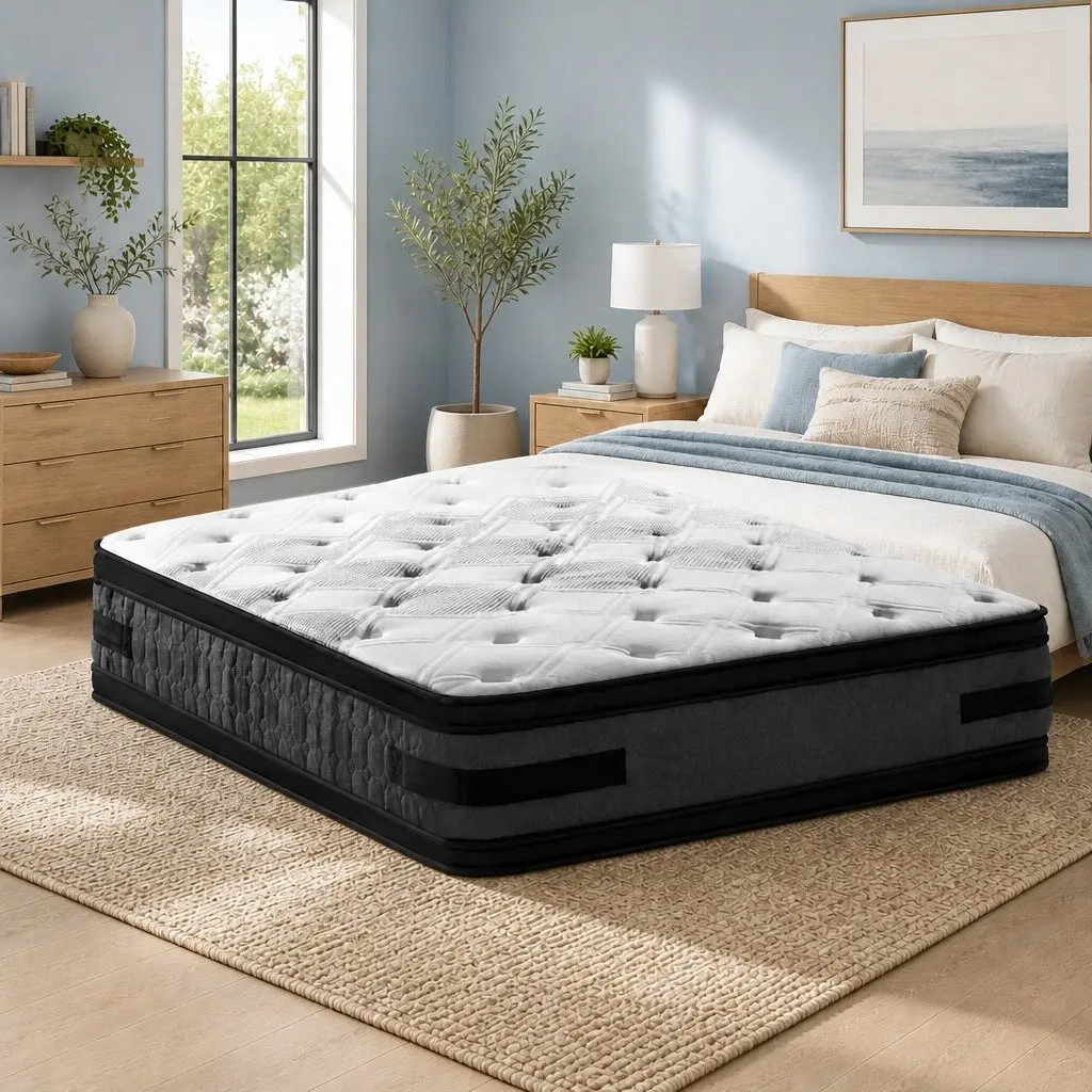 King Size Mattress Cool Gel Memory Foam 36cm Thick Double-Sided Flippable Sleep White Black Dark Grey