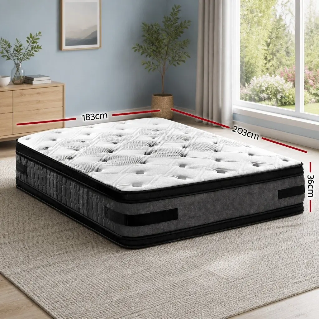 King Size Mattress Cool Gel Memory Foam 36cm Thick Double-Sided Flippable Sleep White Black Dark Grey