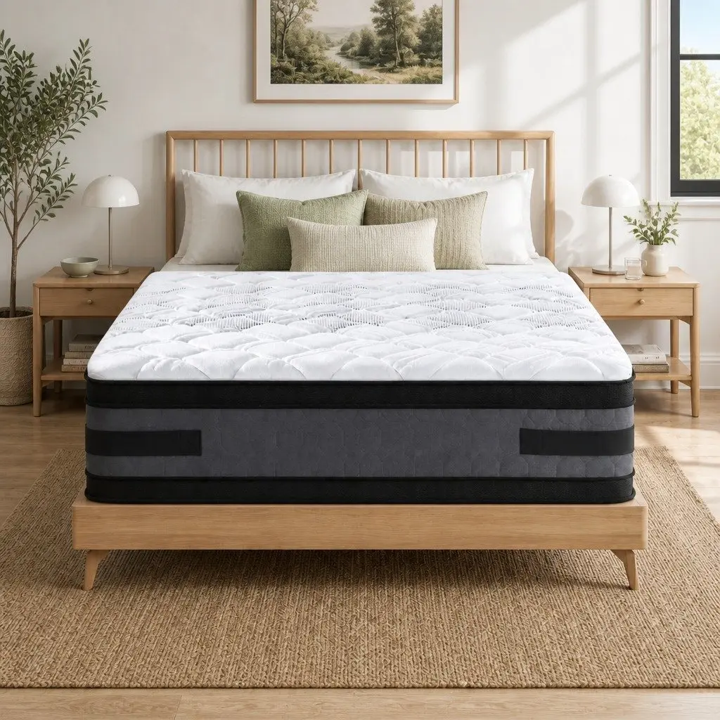 Queen Mattress Cool Gel Memory Foam 36cm Thick Flippable Double-Sided Bed White Black Dark Grey