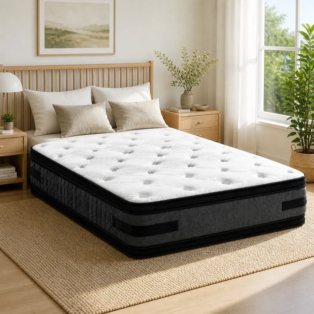 Queen Mattress Cool Gel Memory Foam 36cm Thick Flippable Double-Sided Bed White Black Dark Grey