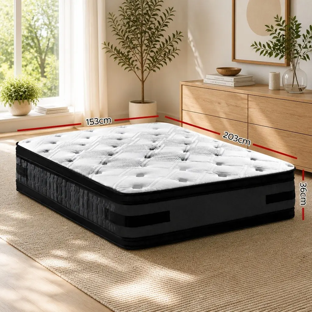 Queen Mattress Cool Gel Memory Foam 36cm Thick Flippable Double-Sided Bed White Black Dark Grey