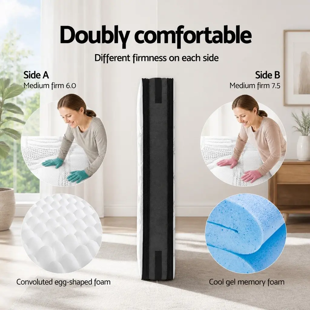Single Mattress 36cm Cool Gel Memory Foam Double-Sided Flippable Bed