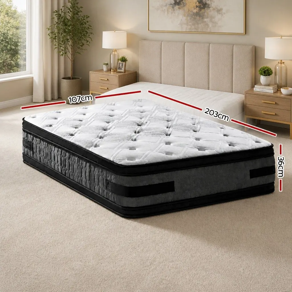 King Single Mattress 36cm Cool Gel Memory Foam Flippable Double-Sided Pocket