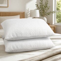 Memory Foam Pillow Twin Pack 19cm Thick White Contour Neck Support Sleeping Pair