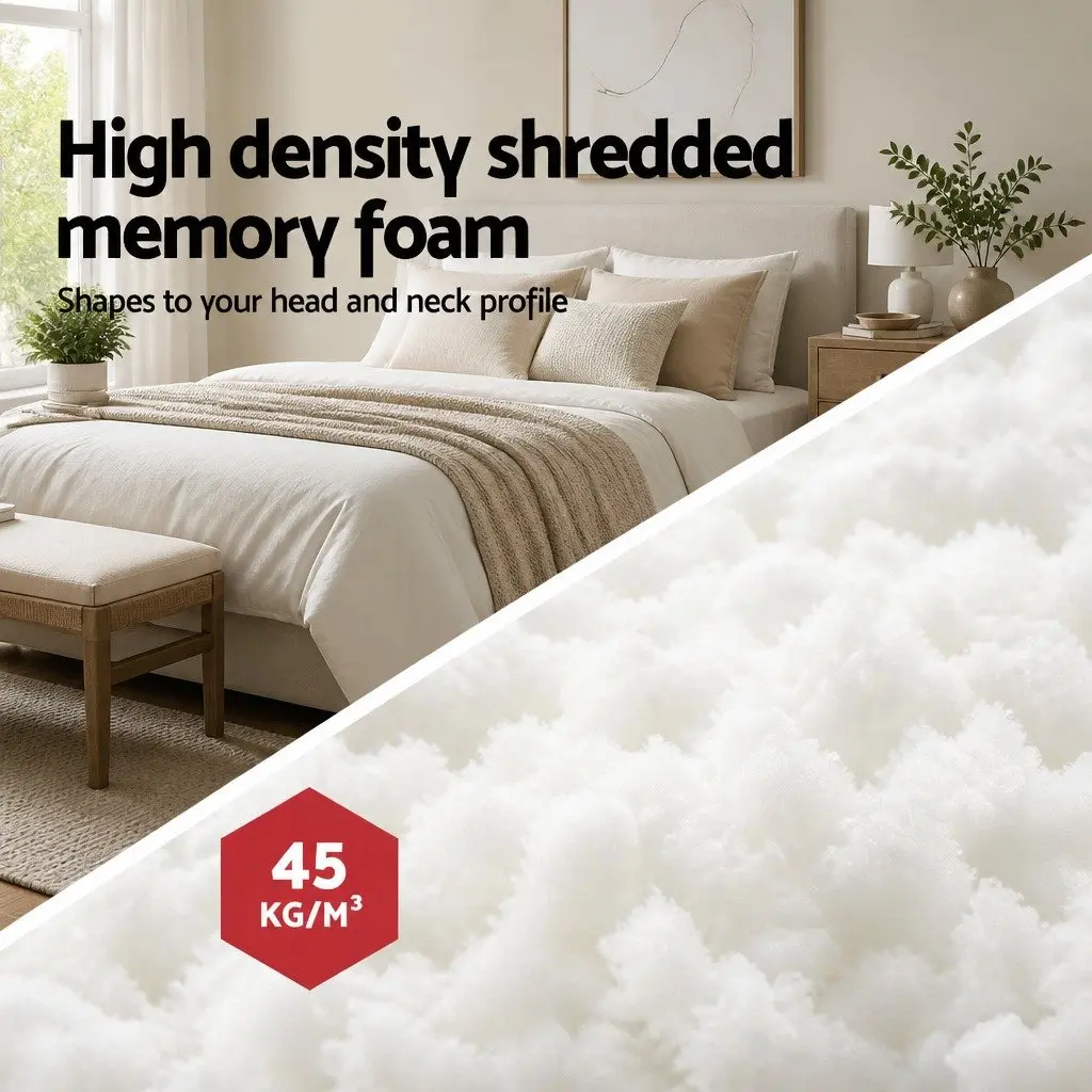 Memory Foam Pillow Set 19cm Thick Contour Neck Support White Twin Pack