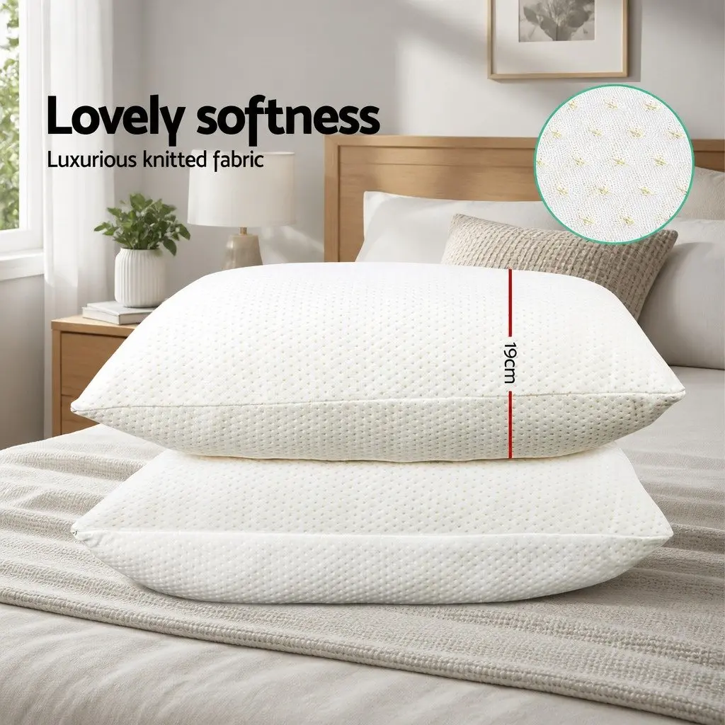 Memory Foam Pillow Set 19cm Thick Contour Neck Support White Twin Pack