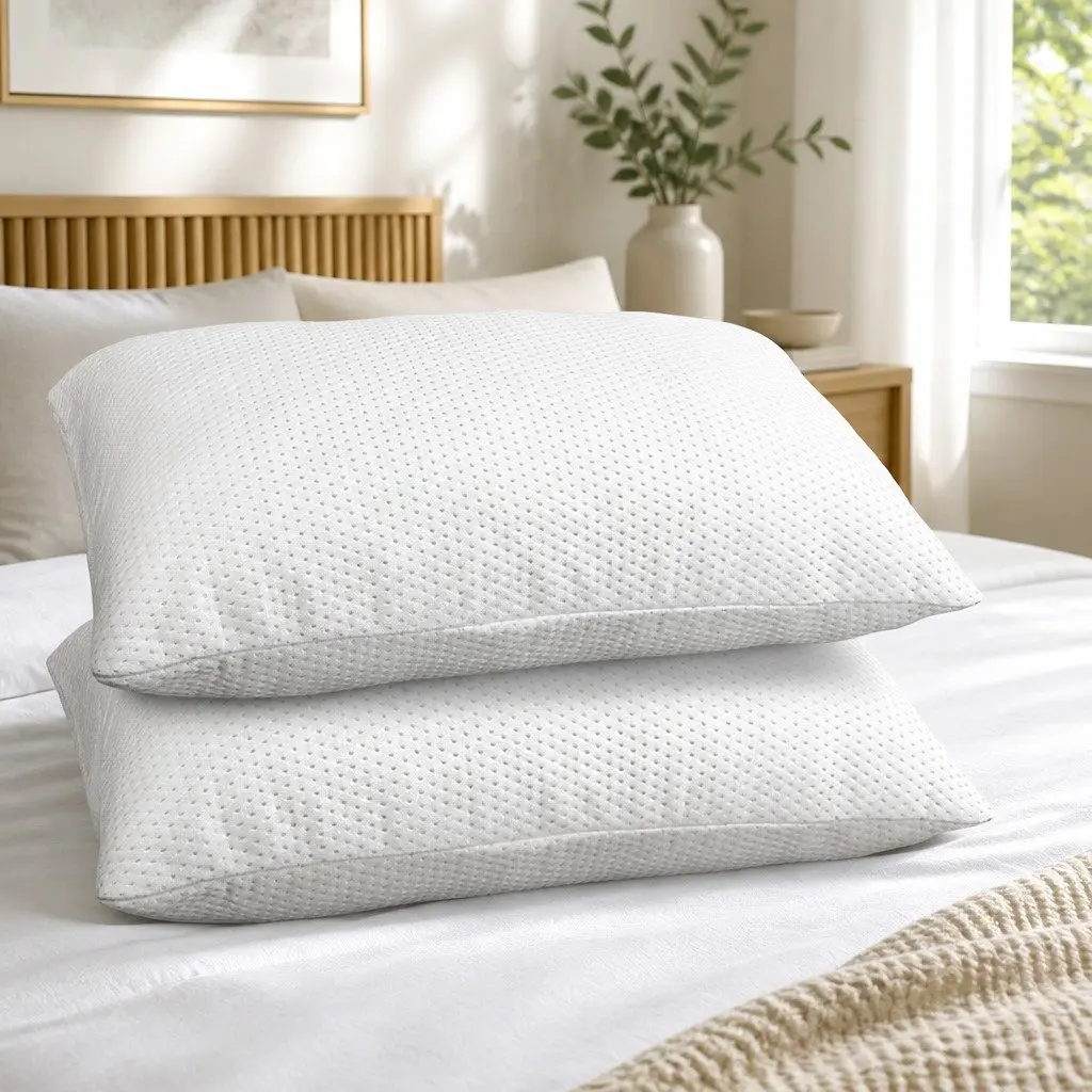 Memory Foam Pillow Set 19cm Thick Contour Neck Support White Twin Pack