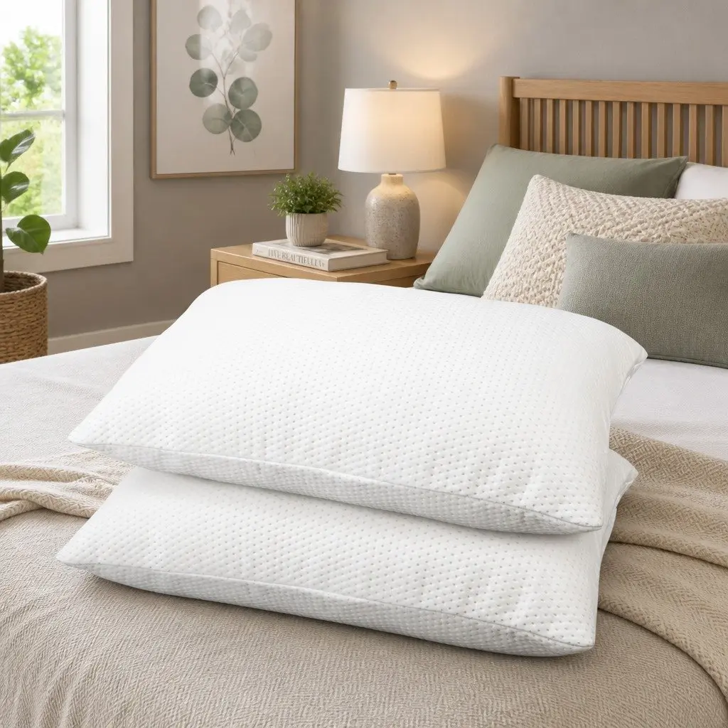 Memory Foam Pillow Set 19cm Thick Contour Neck Support White Twin Pack