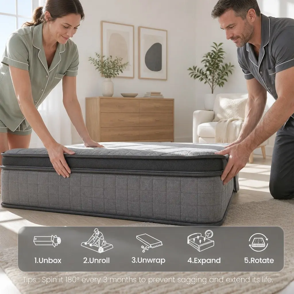 Double Mattress 33cm 7-Zone Pocket Spring Extra Firm Grey Black