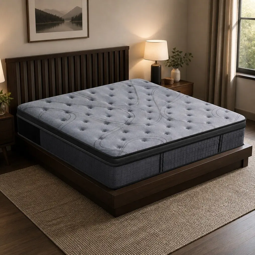Double Mattress 33cm 7-Zone Pocket Spring Extra Firm Grey Black