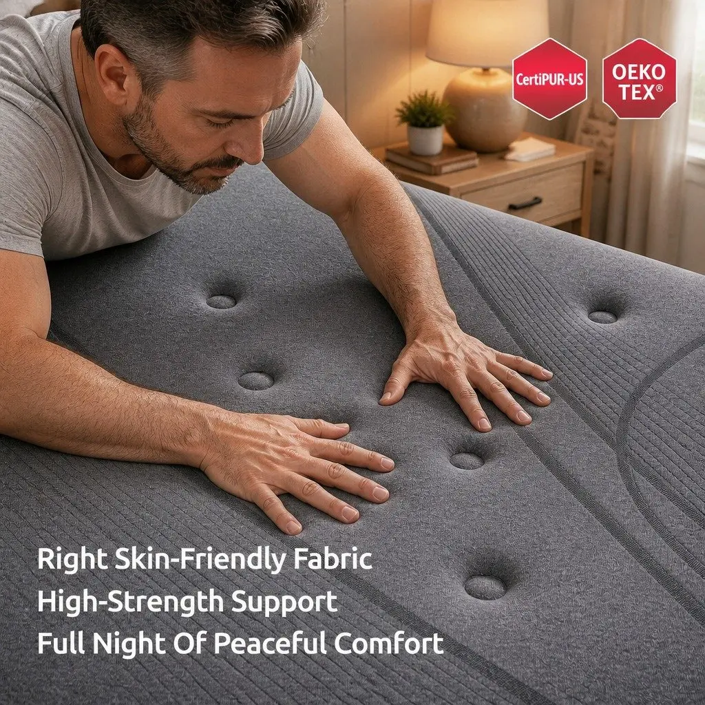 Double Mattress 33cm 7-Zone Pocket Spring Extra Firm Grey Black