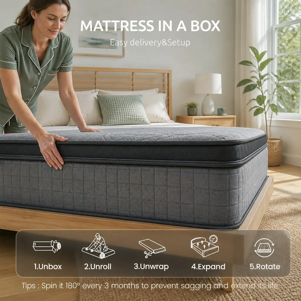 Single Mattress 33cm 7-Zone Pocket Spring Extra Firm Grey