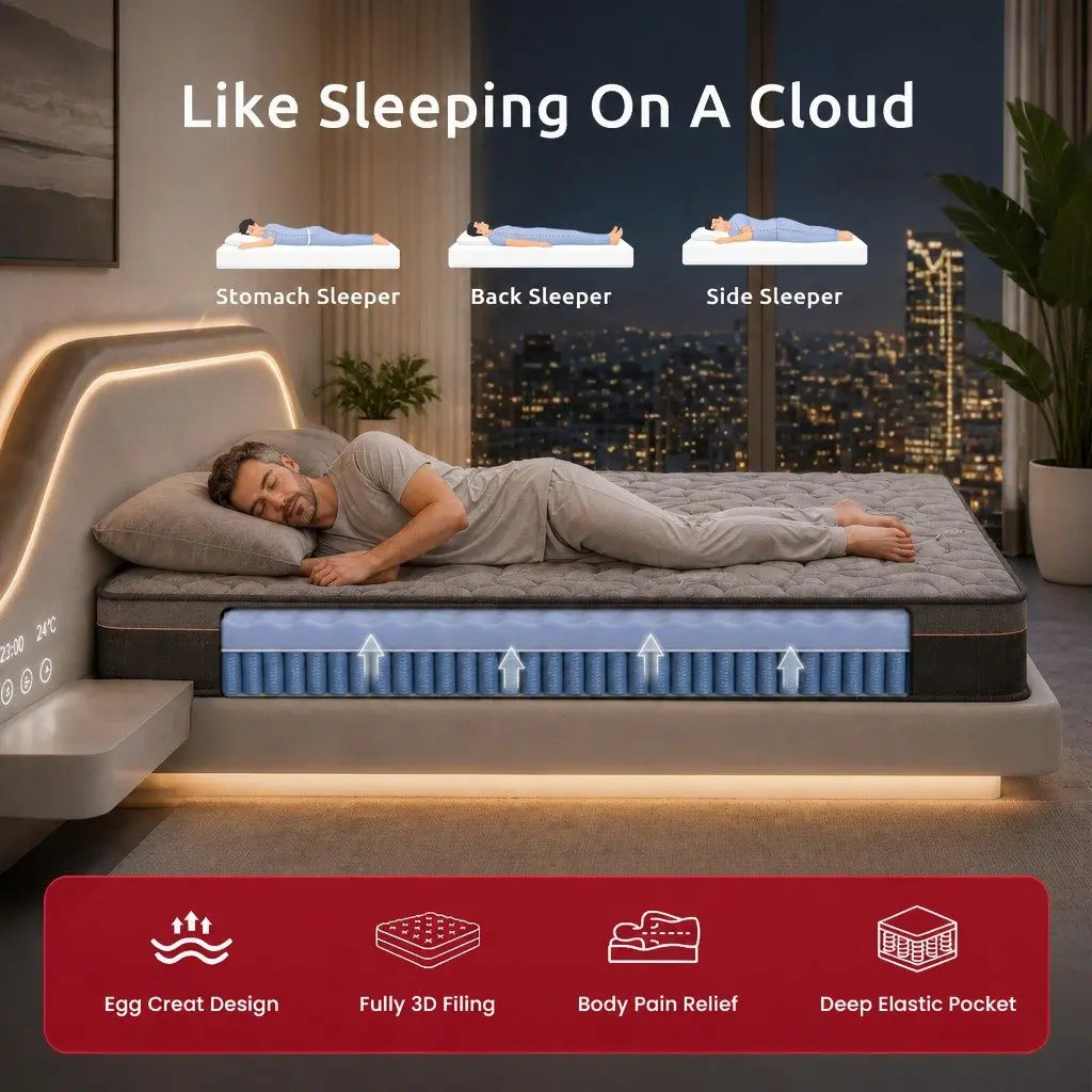 Double Mattress with Pocket Springs for Comfort