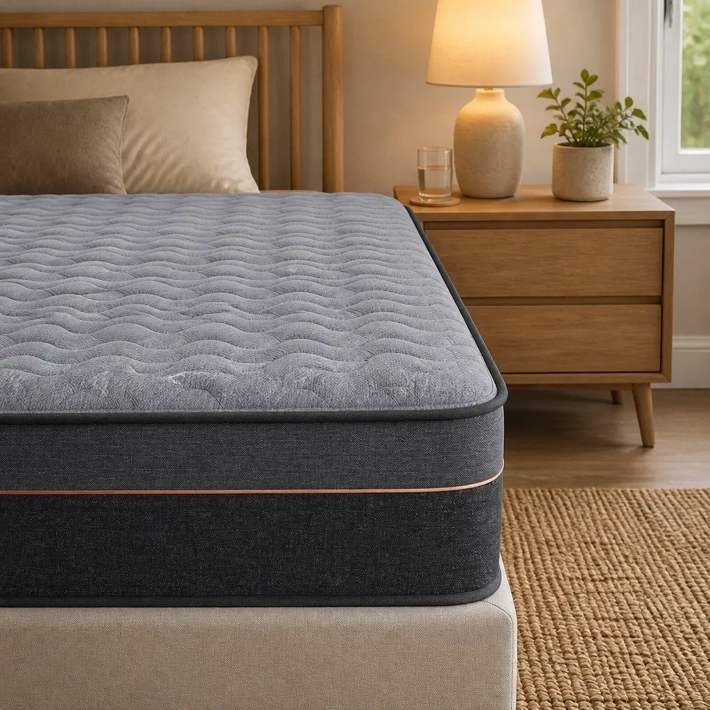 Single Mattress 25cm Egg Crate Foam Bamboo Charcoal Fabric Hybrid Pocket Spring
