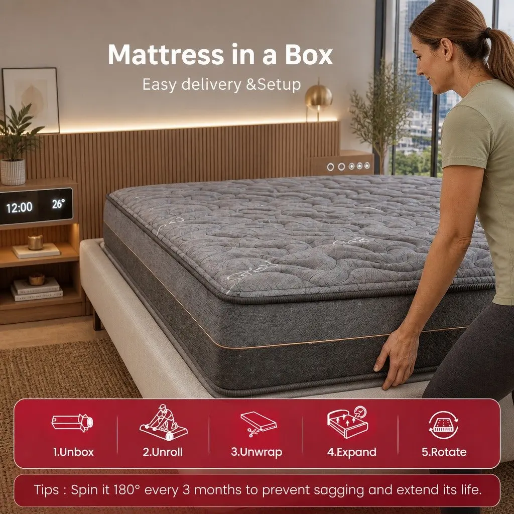 Single Mattress 25cm Egg Crate Foam Bamboo Charcoal Fabric Hybrid Pocket Spring