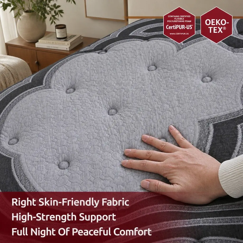 King Single Mattress 34cm 5-Zone Pocket Spring Latex Memory Foam Extra Firm Grey Black