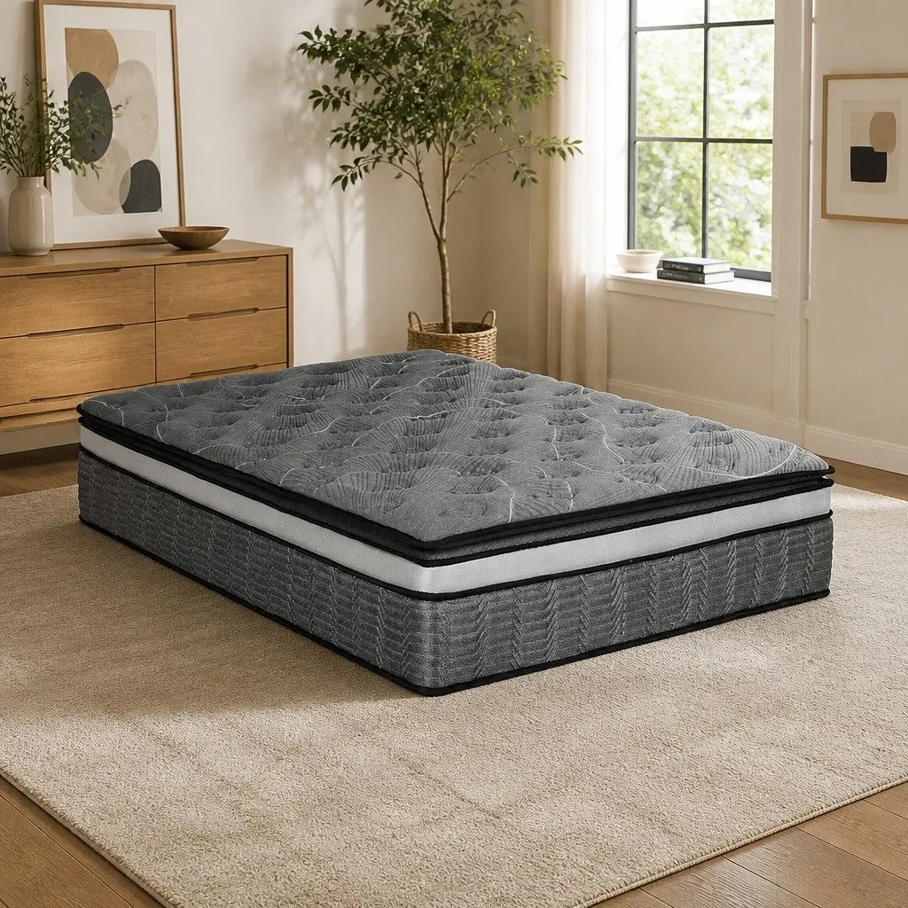 King Size Mattress 34cm Double Layer Pocket Spring Medium Firm Bamboo