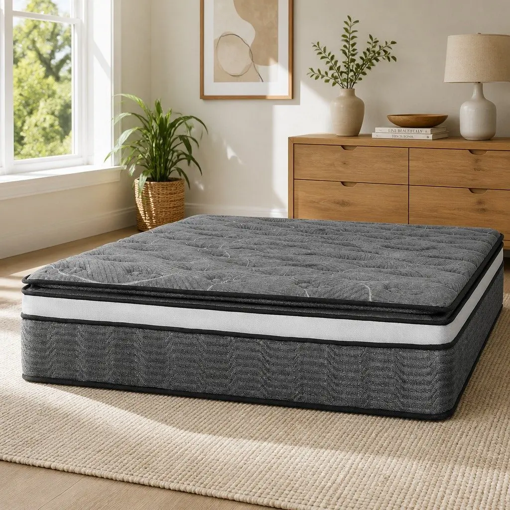 King Size Mattress 34cm Double Layer Pocket Spring Medium Firm Bamboo