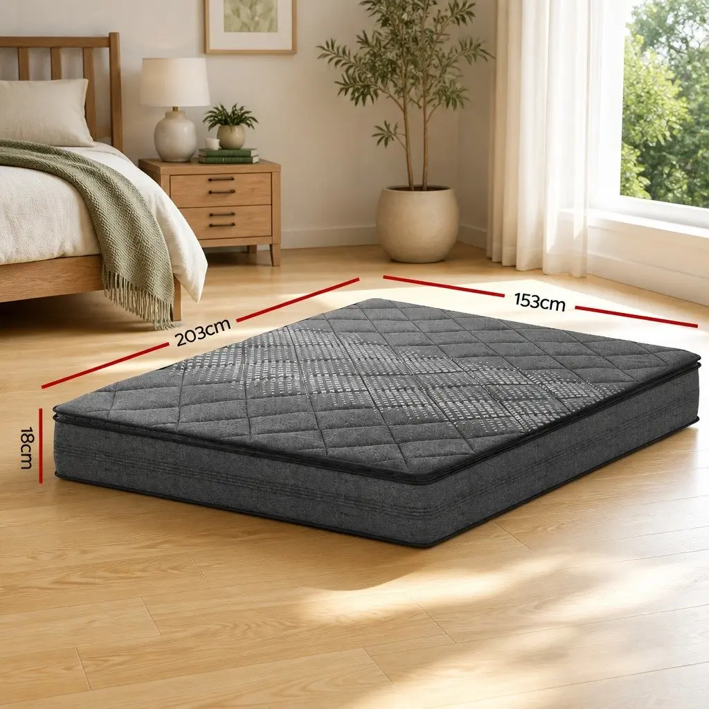 Queen Mattress 18cm Pillow Top Medium Firm Grey