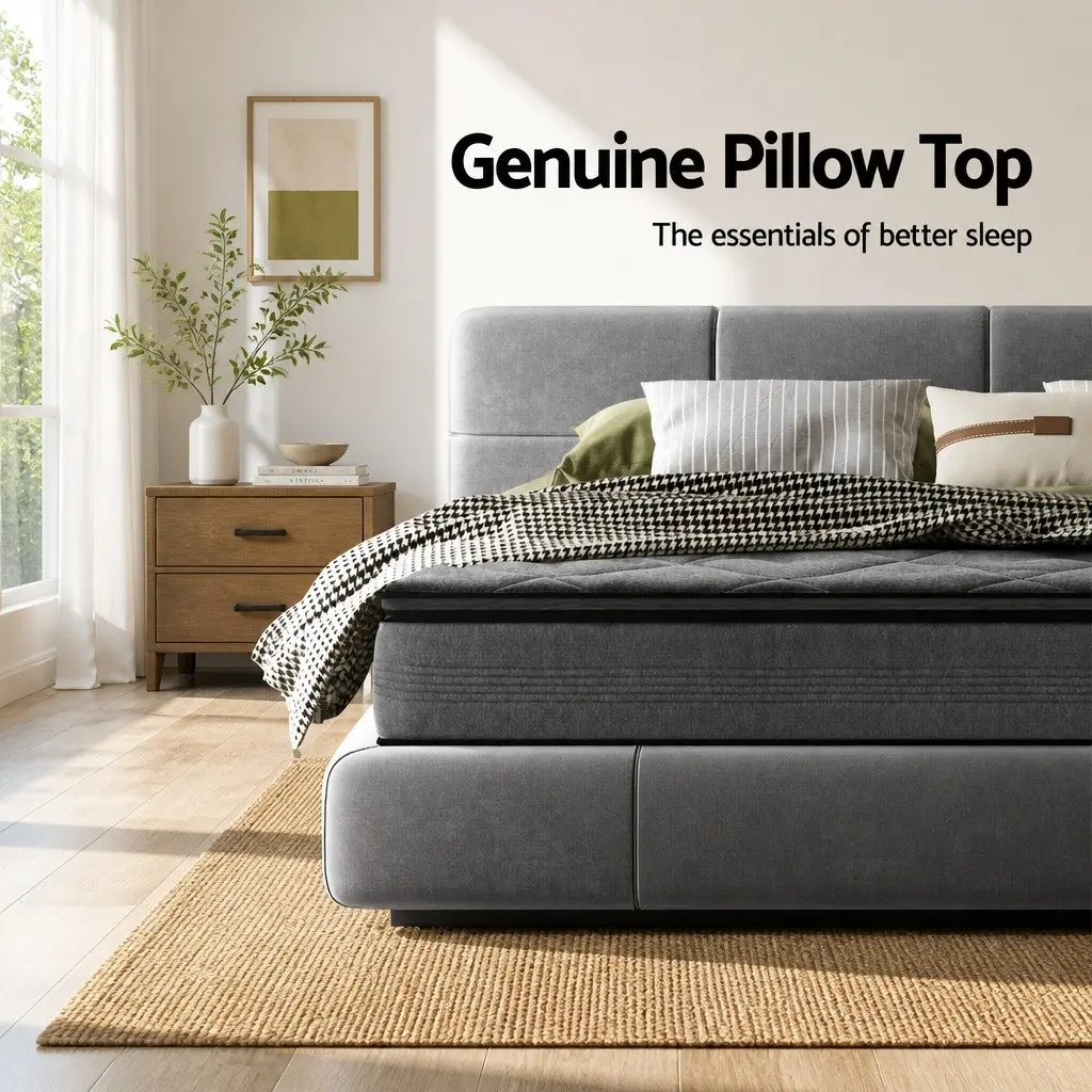 Queen Mattress 18cm Pillow Top Medium Firm Grey