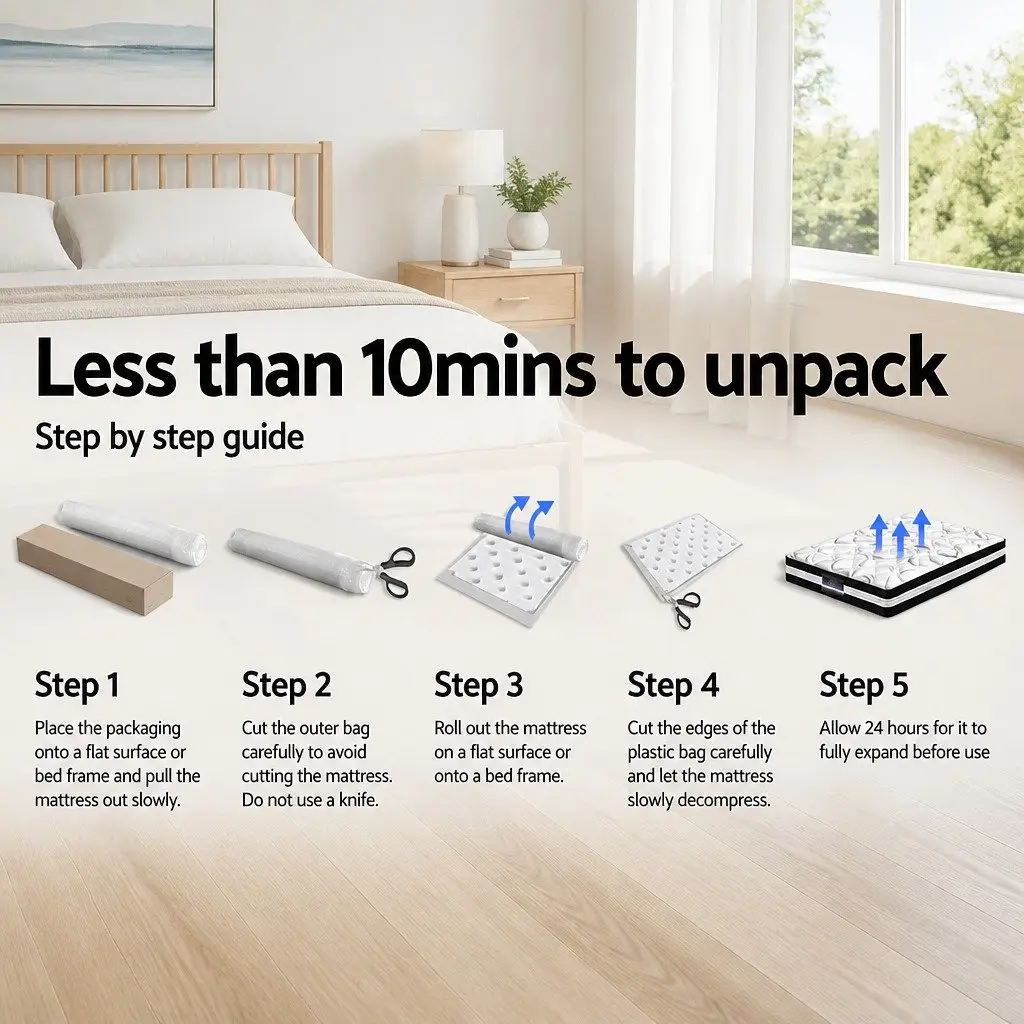 Queen Mattress 18cm Pillow Top Medium Firm Grey