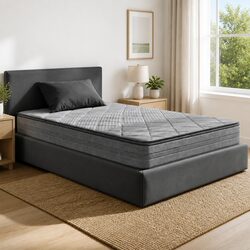 King Single Mattress 18cm Pillow Top Medium Firm Support Coil System Grey