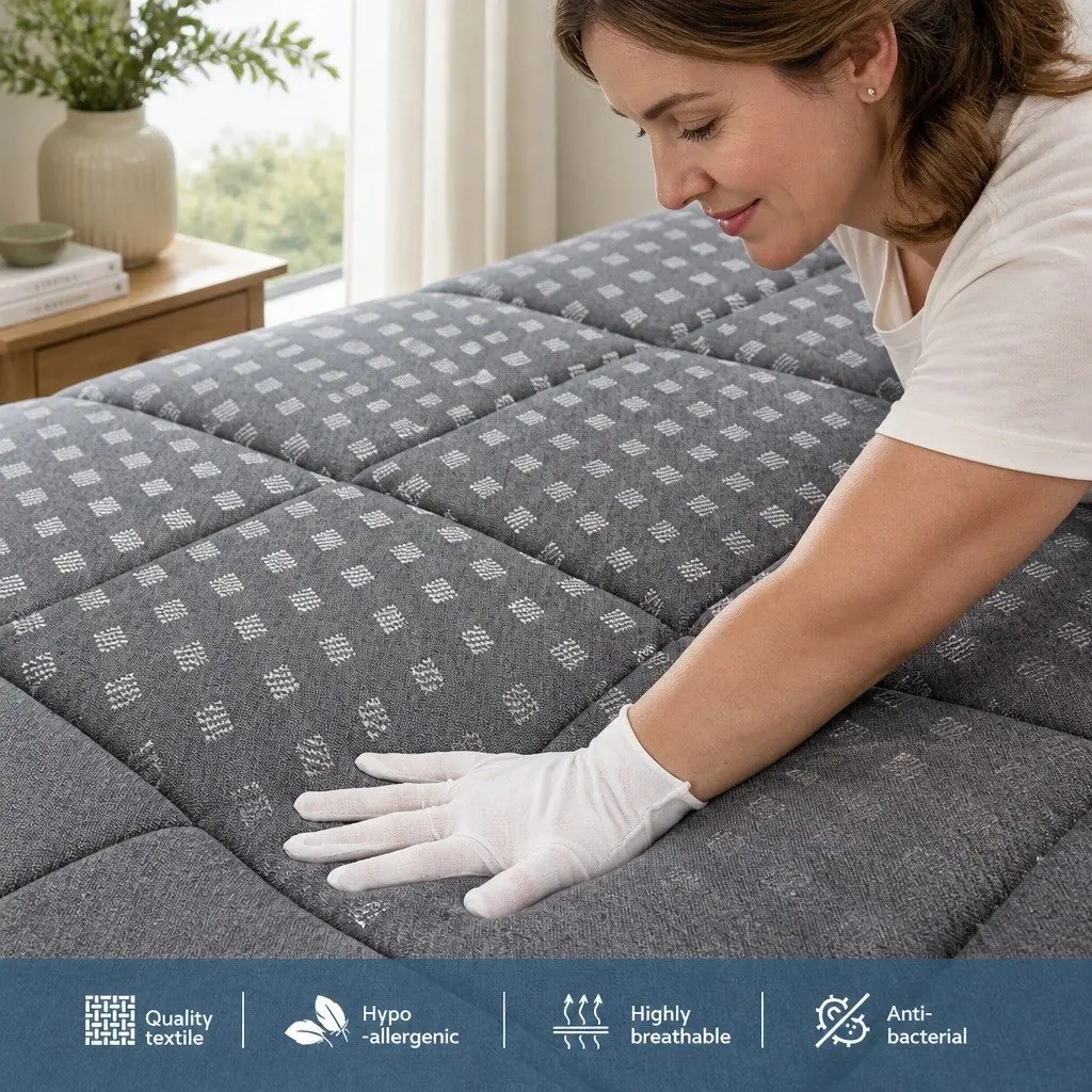 Medium Firm King Single Mattress Pillow Top Grey 18cm Coil System Support