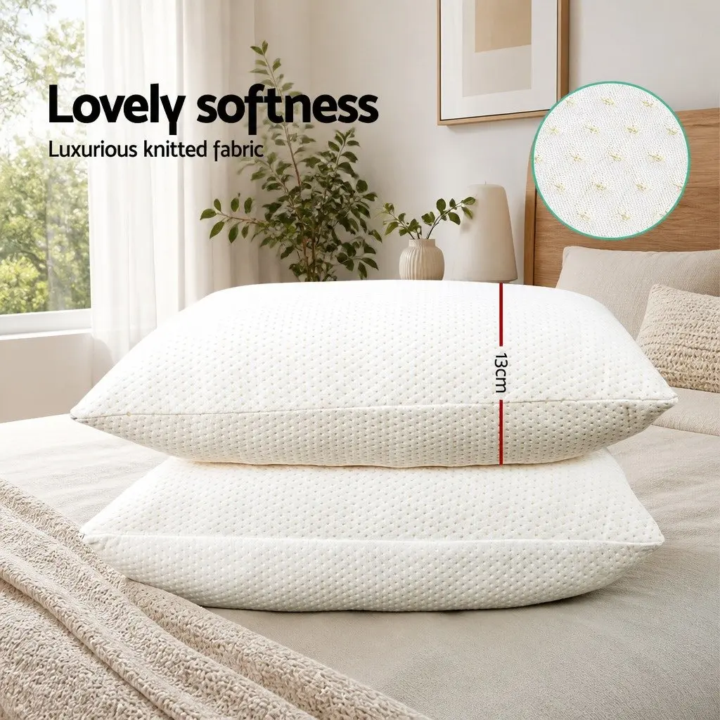 Memory Foam Pillow 13cm Thick White Twin Pack Support Neck Shoulder