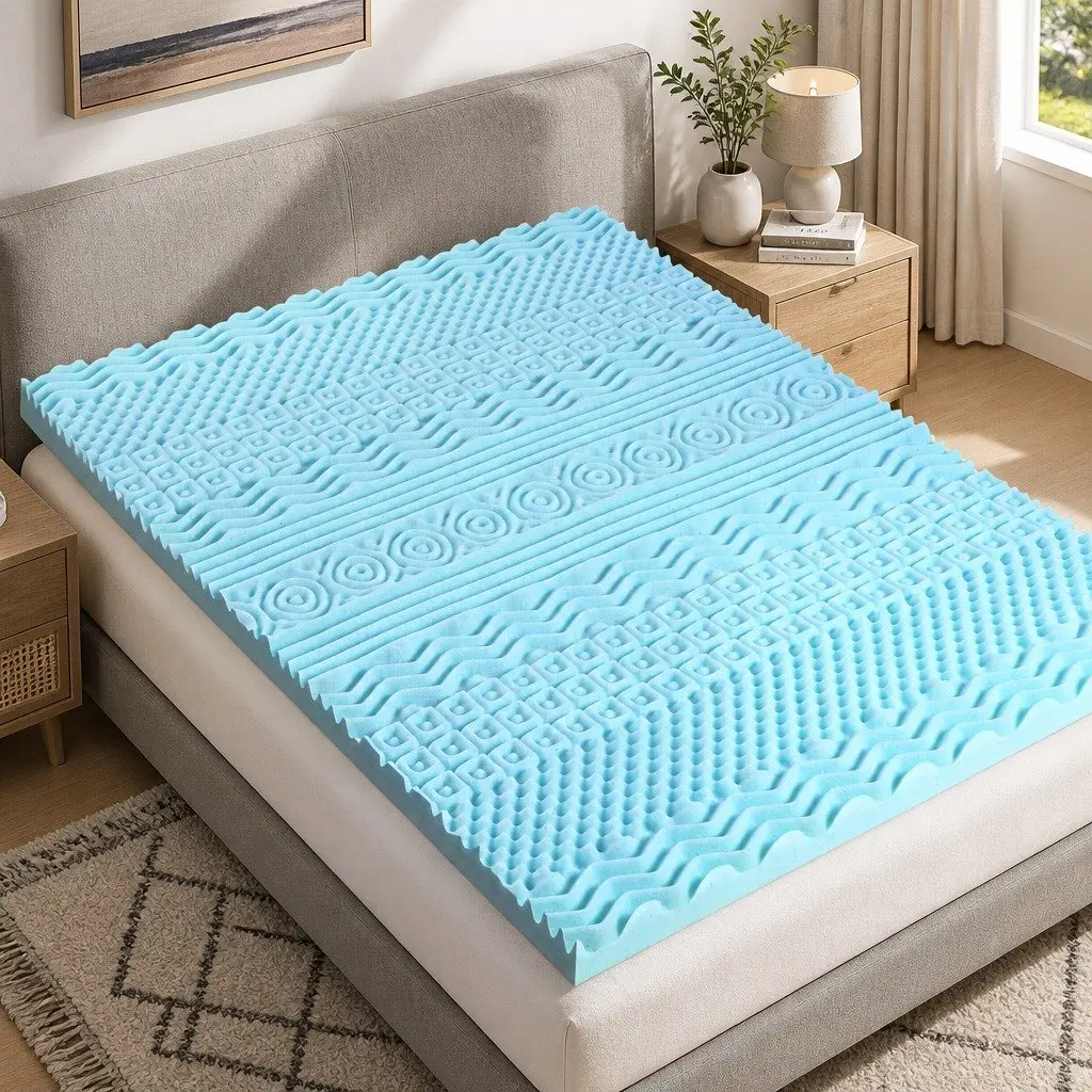 Memory Foam Mattress Topper 11-Zone 8cm Double Bed Supportive Contoured Design