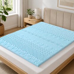 Memory Foam Mattress Topper 11-Zone 8cm King Bed Support Comfort Blue