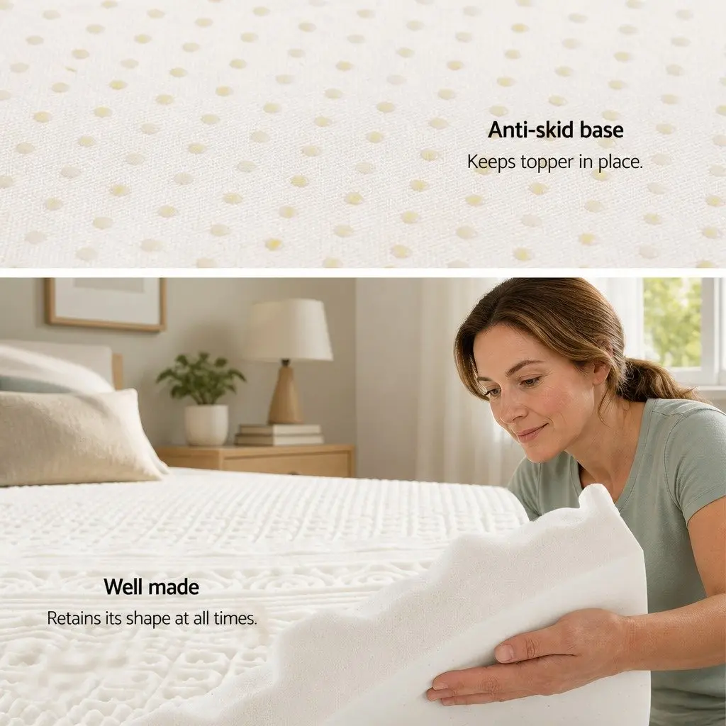 Memory Foam Mattress Topper 11-Zone 8cm Queen Blue Contoured Support