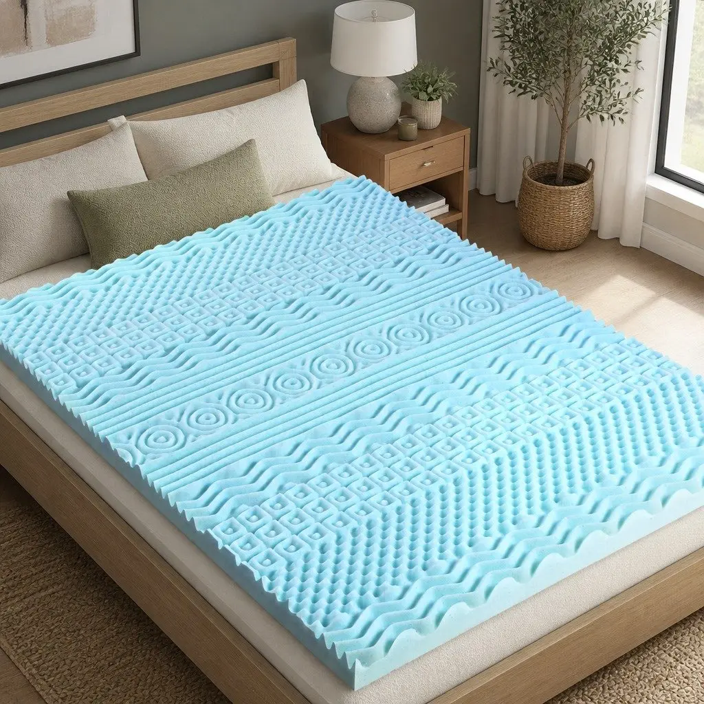 Memory Foam Mattress Topper Single 11-Zone 8cm Blue