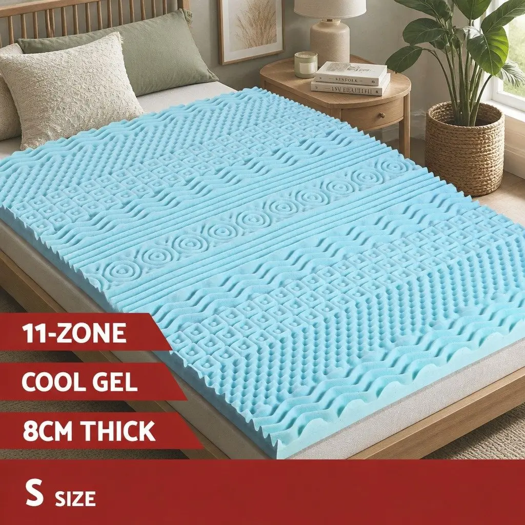 Memory Foam Mattress Topper Single 11-Zone 8cm Blue