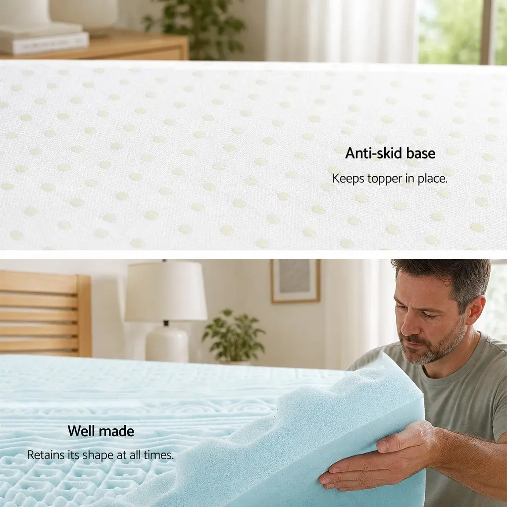 Memory Foam Mattress Topper Single 11-Zone 8cm Blue