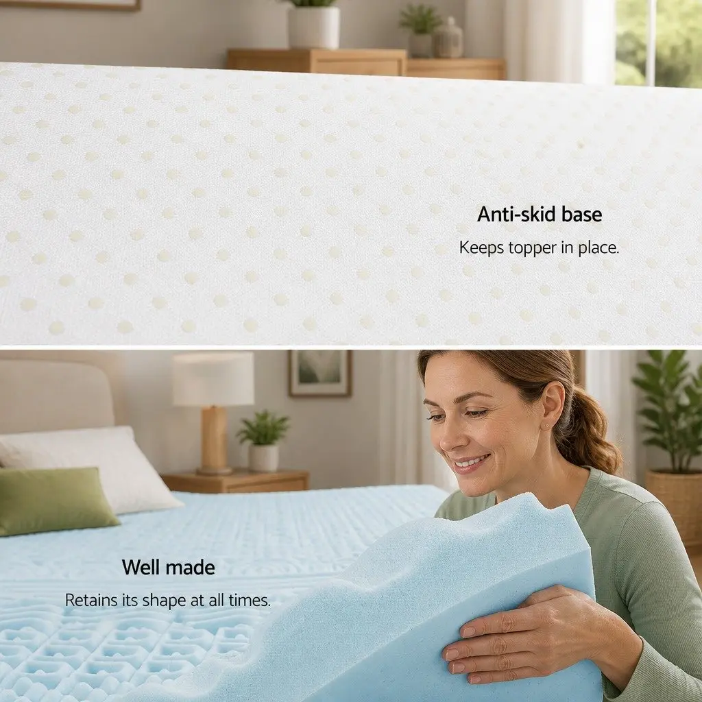 Memory Foam Mattress Topper Single 11-Zone 8cm Blue
