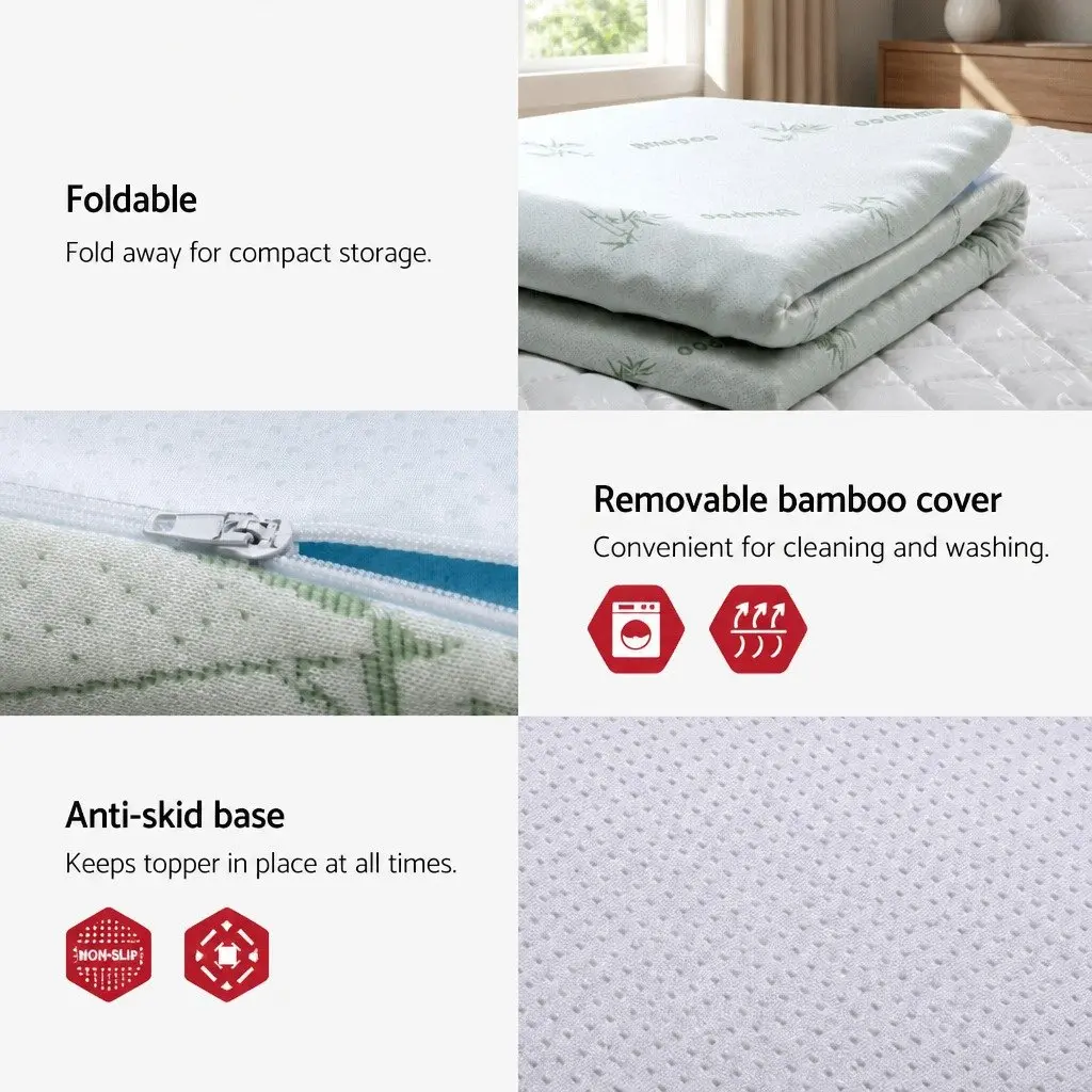 Memory Foam Mattress Topper 7-Zone Double 5cm White or Blue