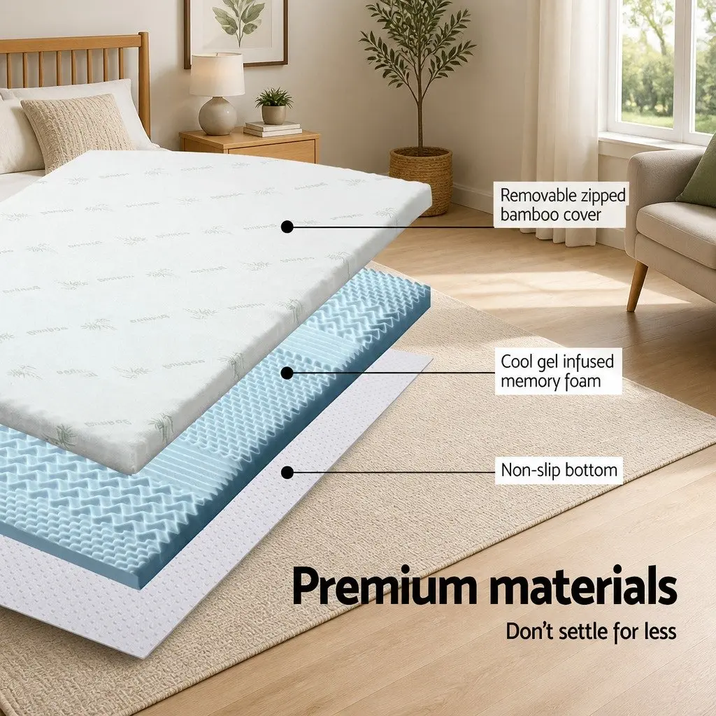 Memory Foam Mattress Topper 7-Zone 5cm Queen Comfort Cushion