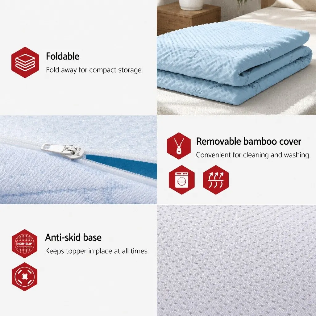 Memory Foam Mattress Topper 7-Zone 5cm Queen Comfort Cushion