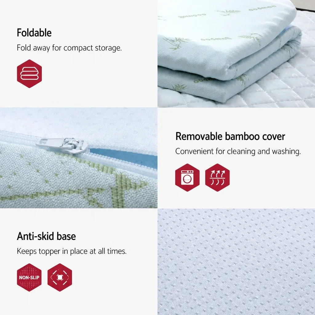 Memory Foam Mattress Topper 7-Zone Single 5cm Support Orthopedic Comfort Pad