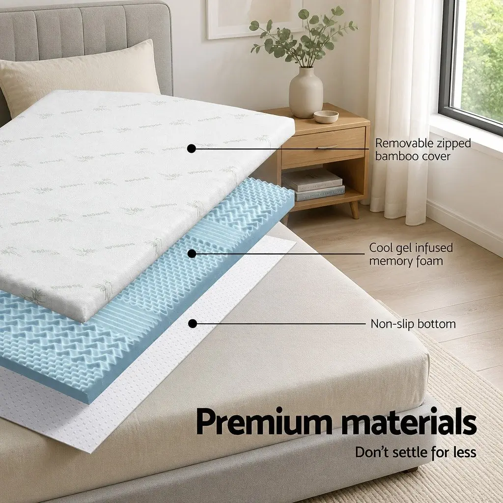 Memory Foam Mattress Topper 7-Zone Single 5cm Support Orthopedic Comfort Pad