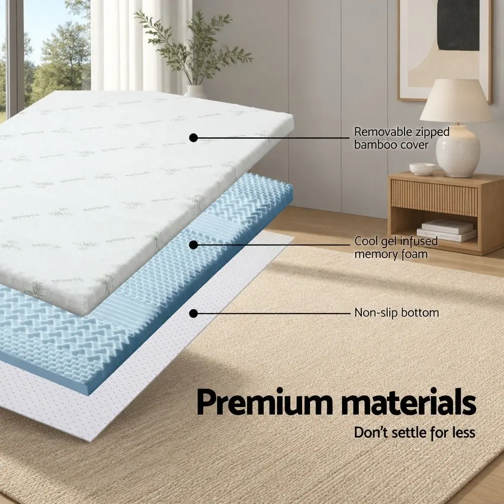 Double Mattress Topper 8cm Contoured 7-Zone Breathable Memory Foam Cushion Pad