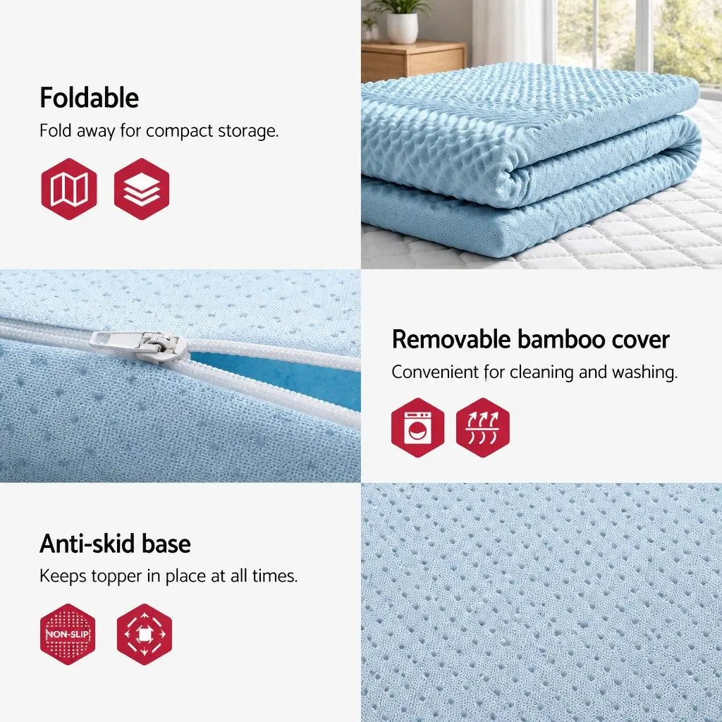Double Mattress Topper 8cm Contoured 7-Zone Breathable Memory Foam Cushion Pad
