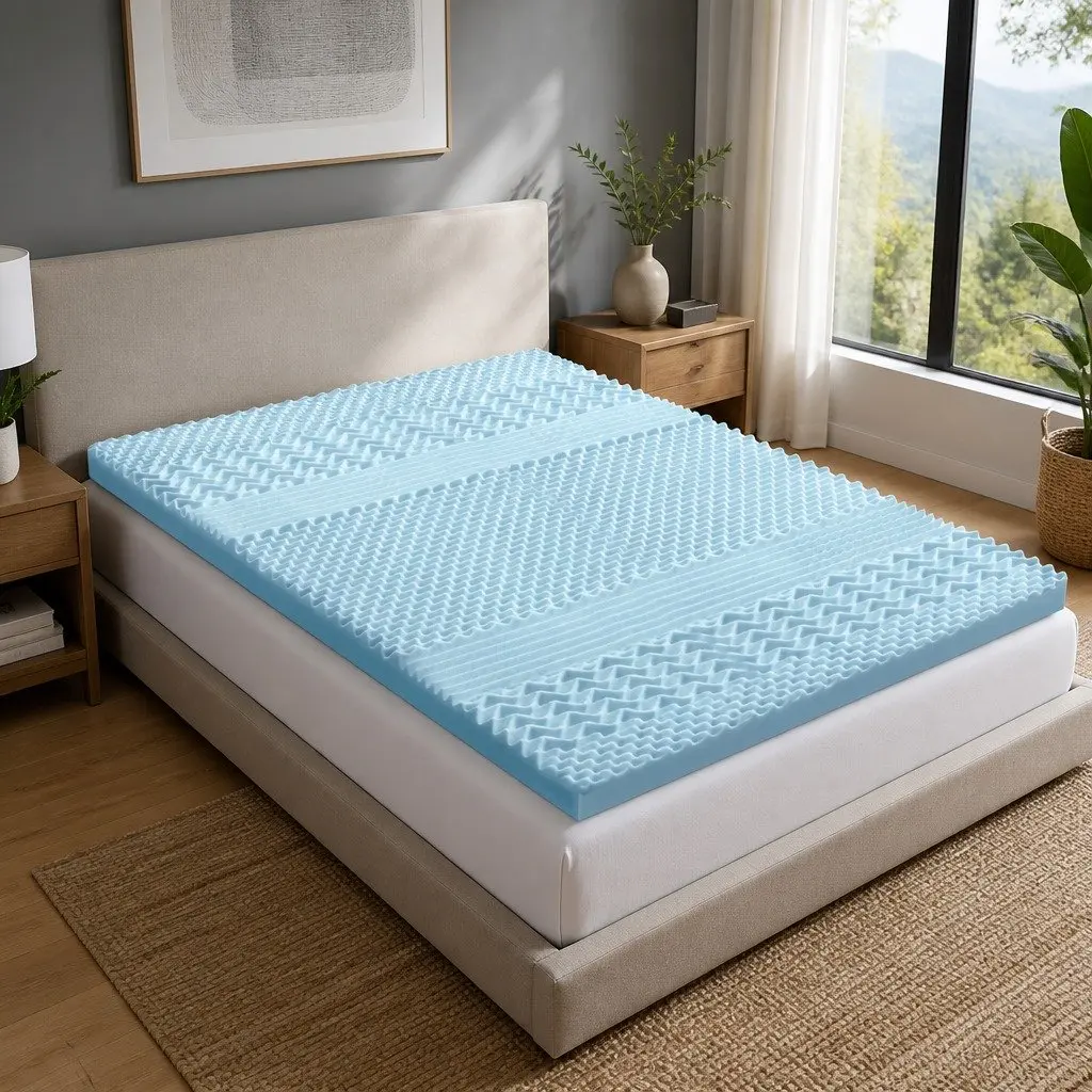 Double Mattress Topper 8cm Contoured 7-Zone Breathable Memory Foam Cushion Pad