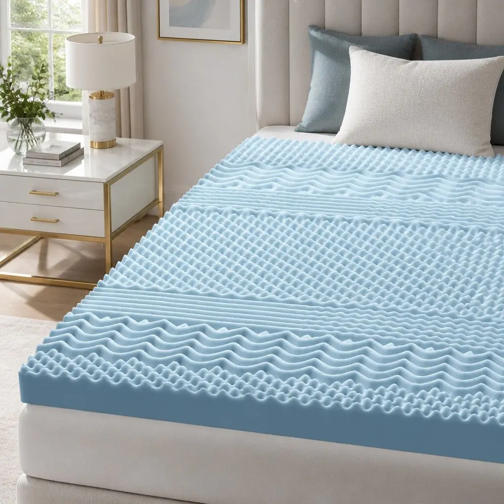 Memory Foam Mattress Topper 7-Zone 8cm King Size Contoured Support Comfort